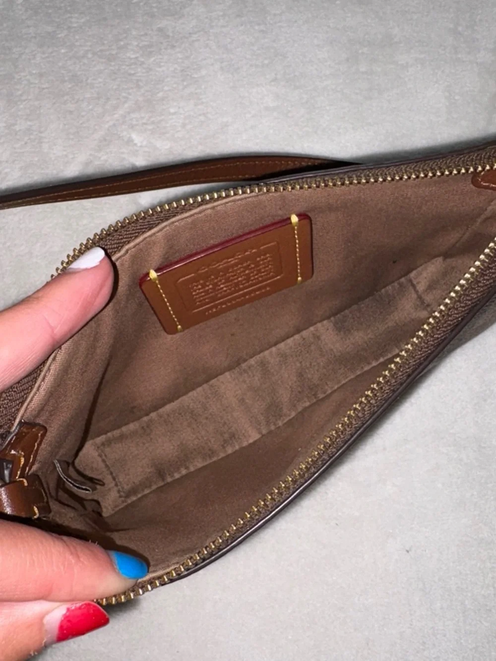 Coach Monogram Slim Tan Brown Canvas Plaza Bag Purse 7